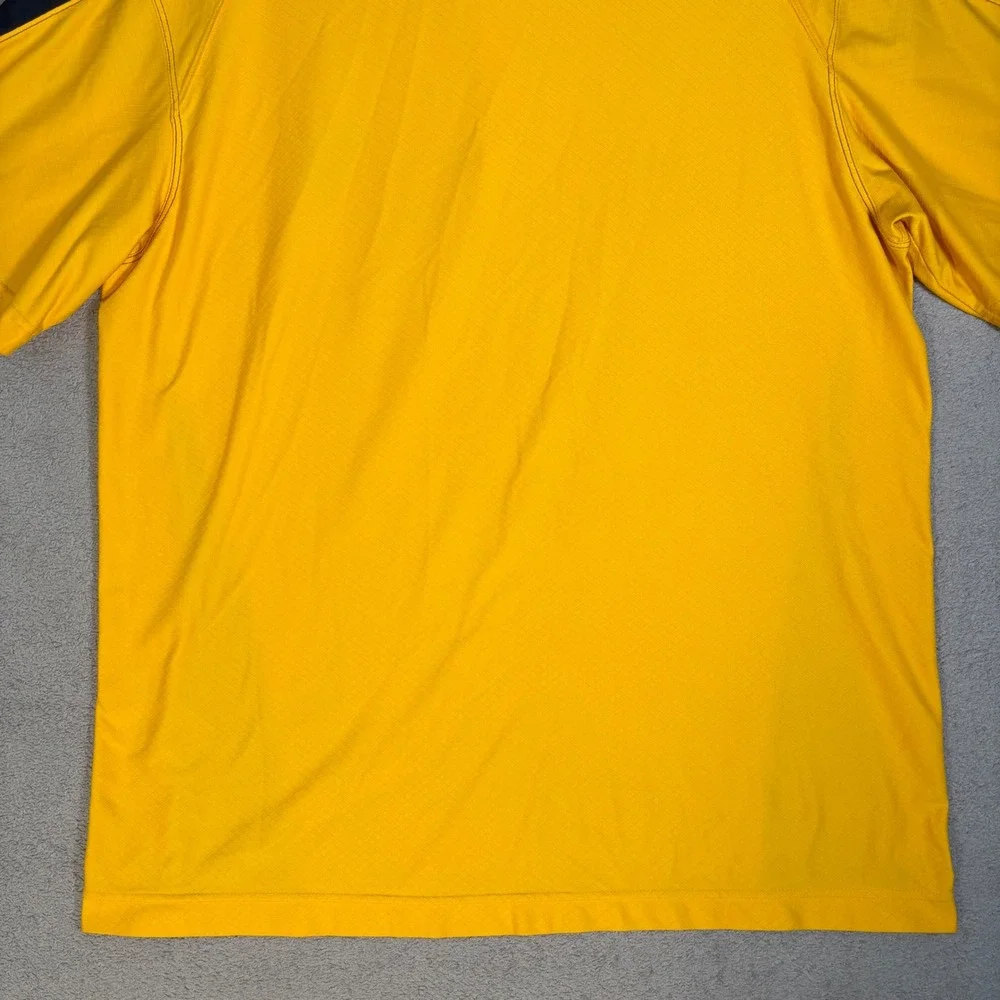 Nike Dri Fit Polo Shirt Men XL West Virginia Mountaineers Yellow Navy Athleisure